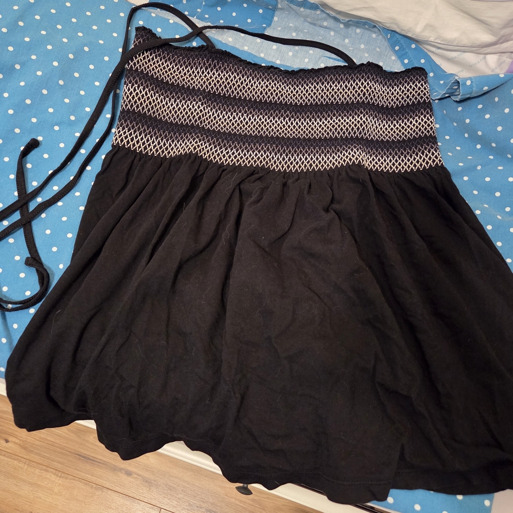 Black and White Smocked Skirt